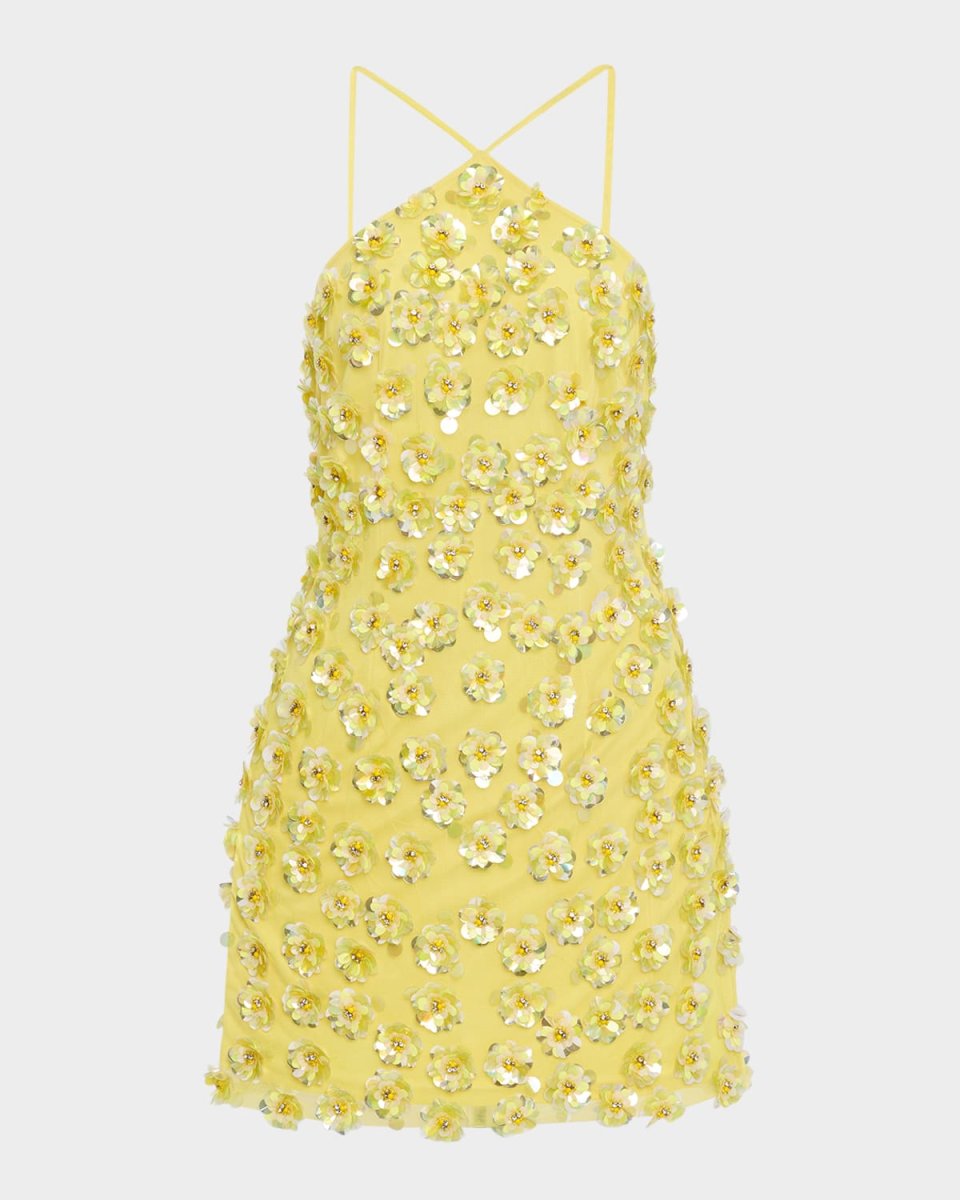 Maeve Bead & Floral Sequin Halter Mini Dress